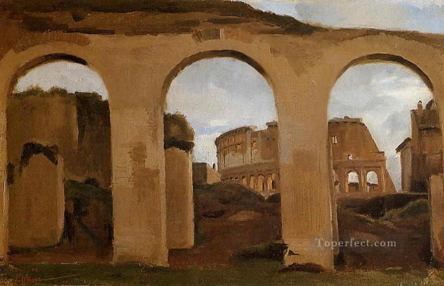 Rome The Coliseum Seen through Arches of the Basilica of Constantine plein air Romanticism Jean Baptiste Camille Corot Oil Paintings